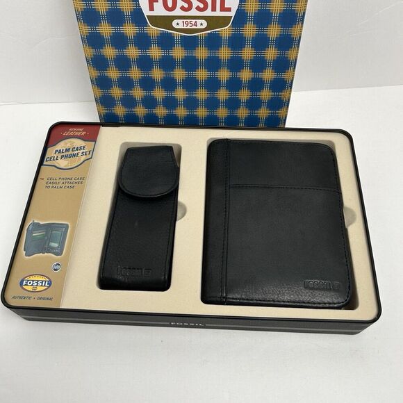 New fossil Phone Case Palm Pilot Case Set Vintage Y2K 100% Leather Rare - Picture 2 of 8